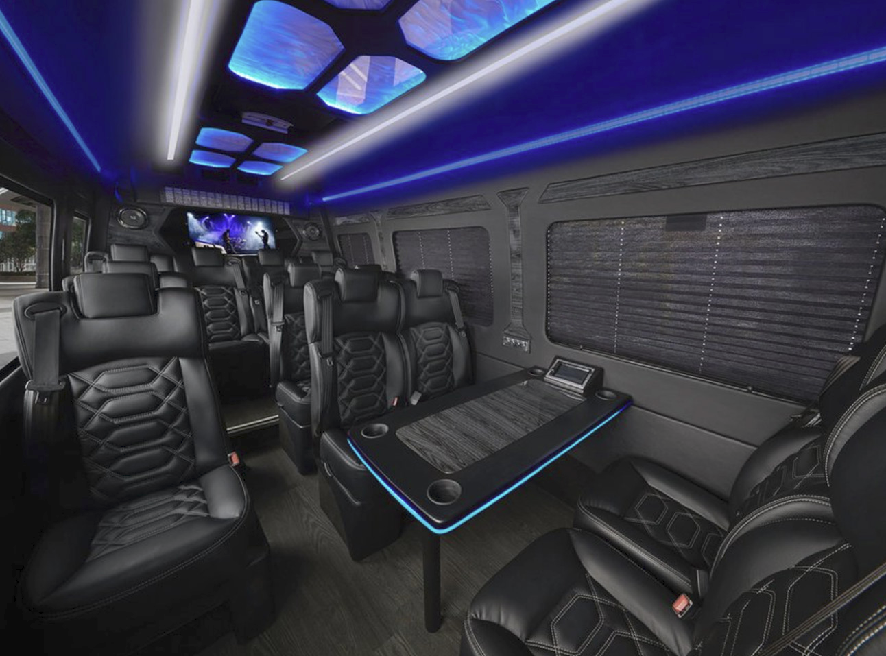 Luxury Sprinter van and private jet at the airport