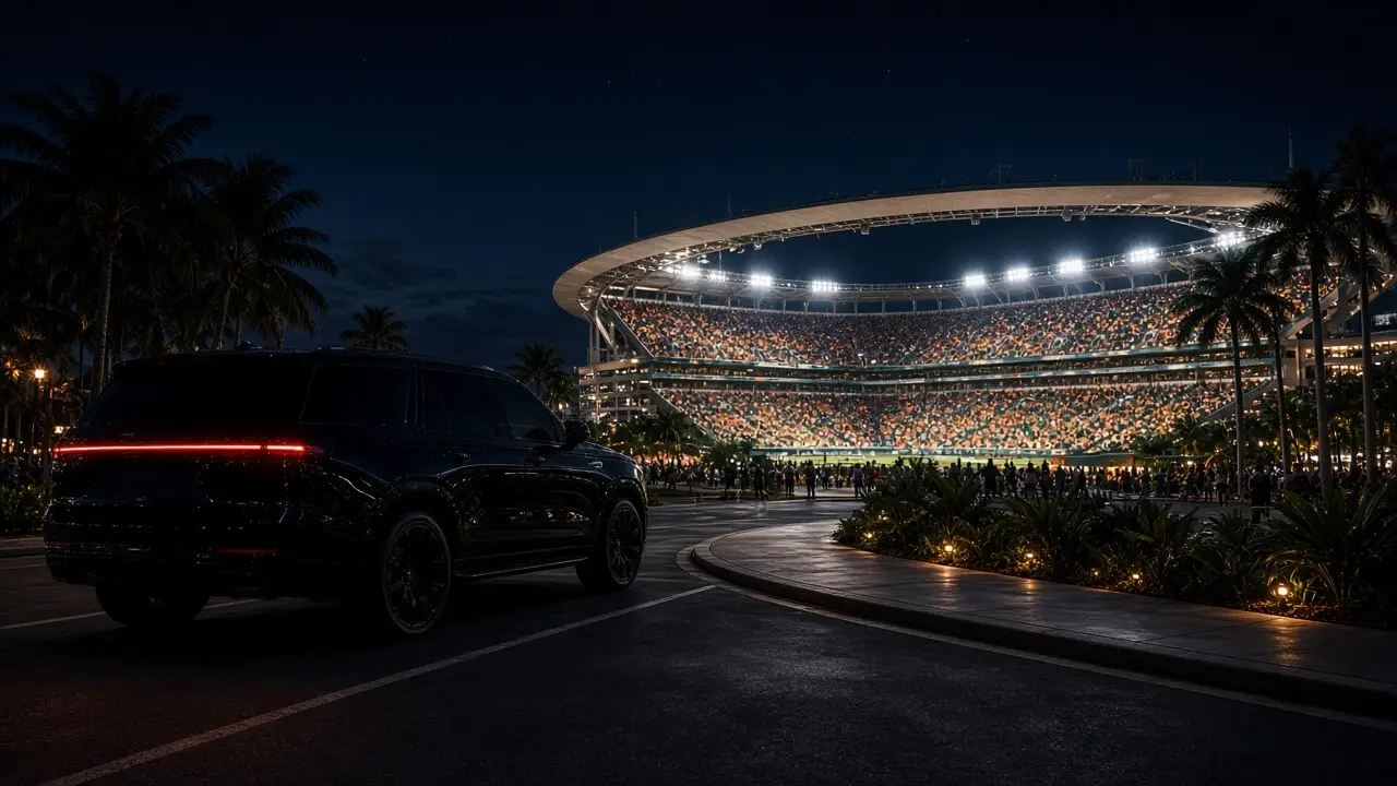 College football night at Hard Rock Stadium in Miami Gardens with luxury chauffeur arrival