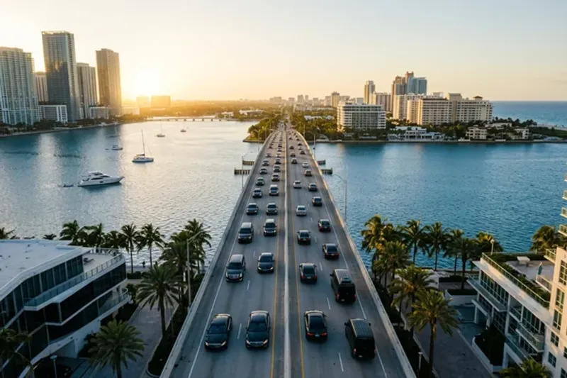 Professional chauffeur opening the door of a black luxury sedan in El Portal, Miami