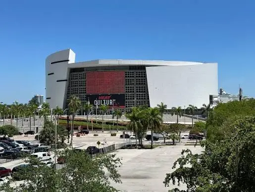 Kaseya Center exterior on Biscayne Boulevard during the day