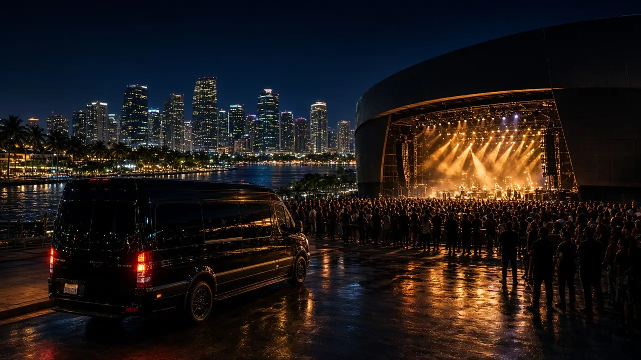 Arena concert night on Biscayne Boulevard at Kaseya Center Miami