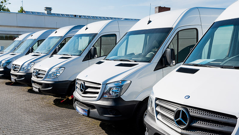 Mercedes Benz Luxury Sprinter Van showroom.